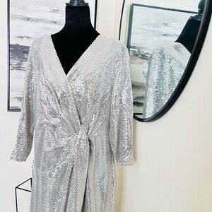 Elegant Silver Maxi Dress